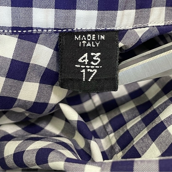 Tom Ford Men’s Slim Fit Gingham Check French Cuff Dress Shirt Blue 43 EU 17 US - Picture 15 of 16